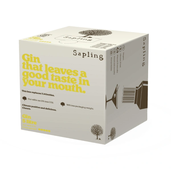 Ginebra Sapling London Dry en bolsa, caja de 5 litros