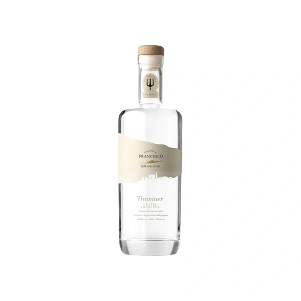 Traminer Grappa de la destilería Francesco: destilado aromático de Trentino